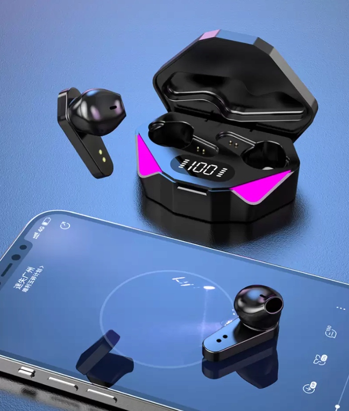 SŁUCHAWKI BEZPRZEWODOWE DOUSZNE BLUETOOTH 5.3 SPORTOWE DOTYKOWE + POWERBANK Transmisja sygnału Bluetooth